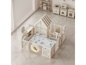 Прокат манежа UNIX Kids DeLuxe House&Storage Camel, 180 x 200 см, с игровым домиком, баскетбольной стойкой, доской для рисования, качелями и местом для хранения игрушек