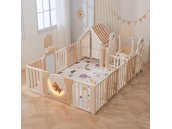 Прокат манежа UNIX Kids DeLuxe House&Storage Camel, 180 x 200 см, с игровым домиком, баскетбольной стойкой, доской для рисования и качелями